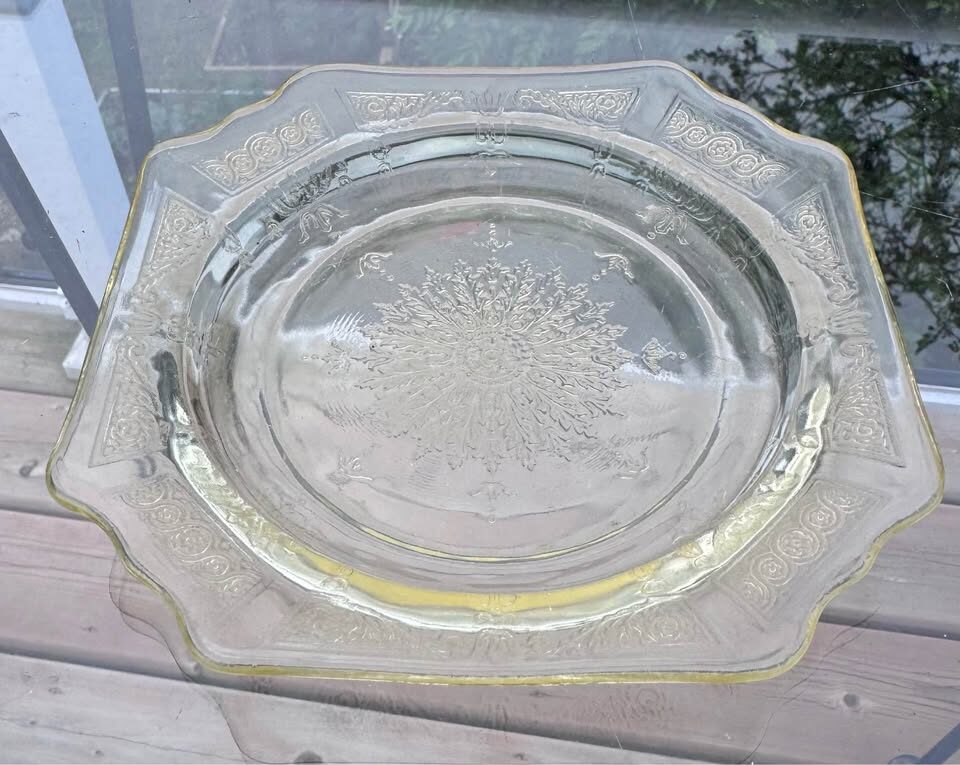 Vintage 1930s Anchor Hocking Princess Topaz Depression Glass Plate - 5.5" - photo 6