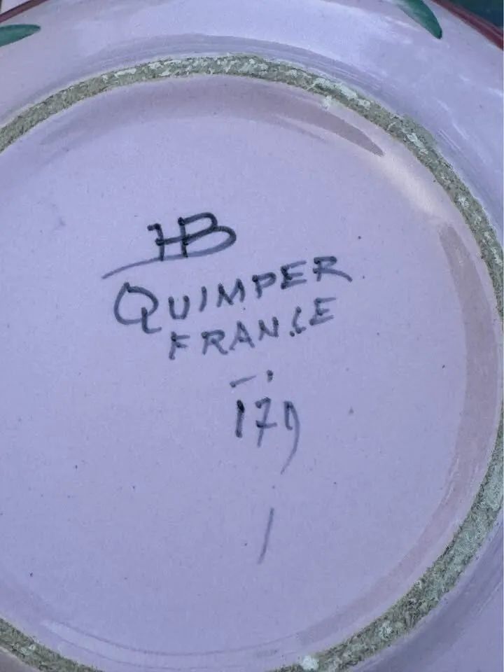 Rare Vintage Pink HB Quimper French Bowl (Pre-WWII / Repair Project) - photo 2