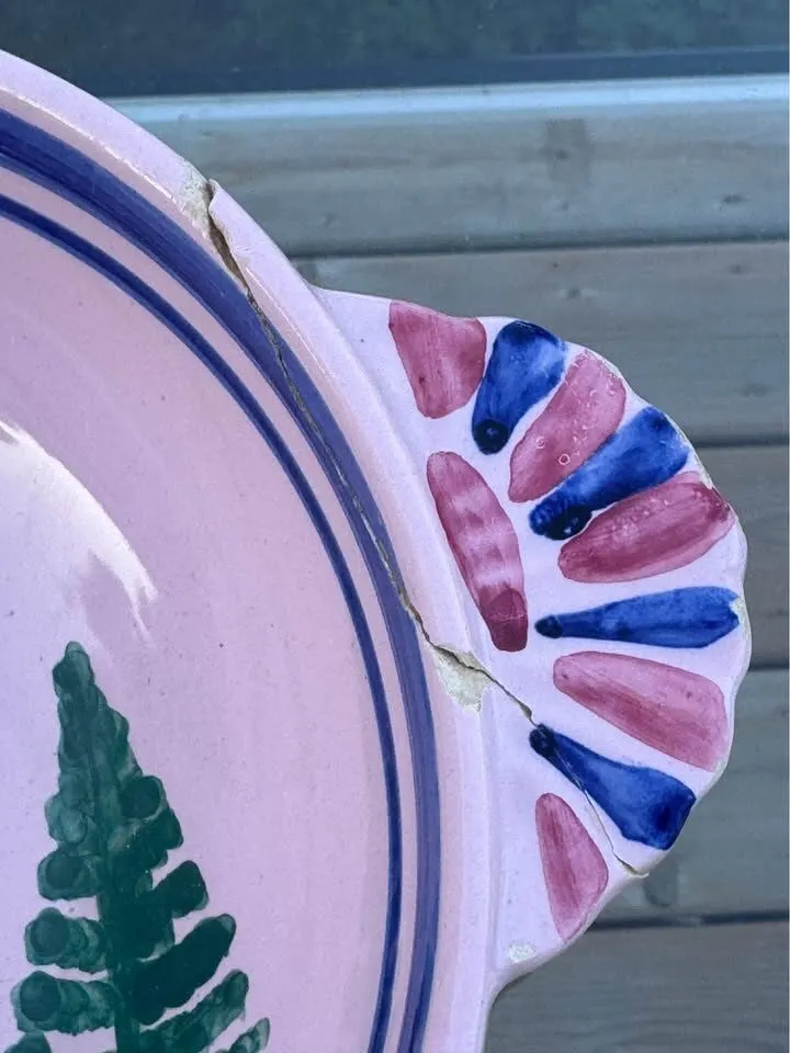 Rare Vintage Pink HB Quimper French Bowl (Pre-WWII / Repair Project) - photo 7