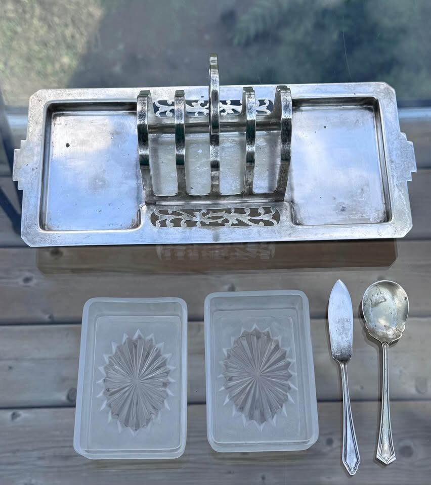 Rare 1930s Art Deco EPNS Silver Breakfast Set - 100% Complete with Patent - photo 3