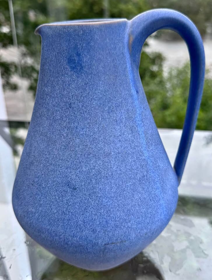 Mid Century Modern Blue Ceramic Carafe Vase Germany