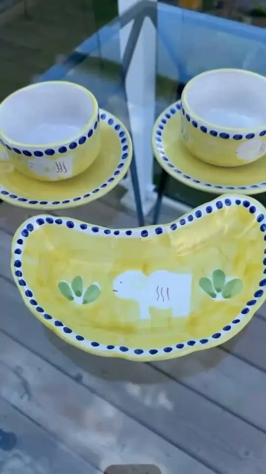 Vintage Italian Majolica Large Tea/Coffee Set - Vietri sul Mare / Muti (3 Pcs) Rams - photo 1