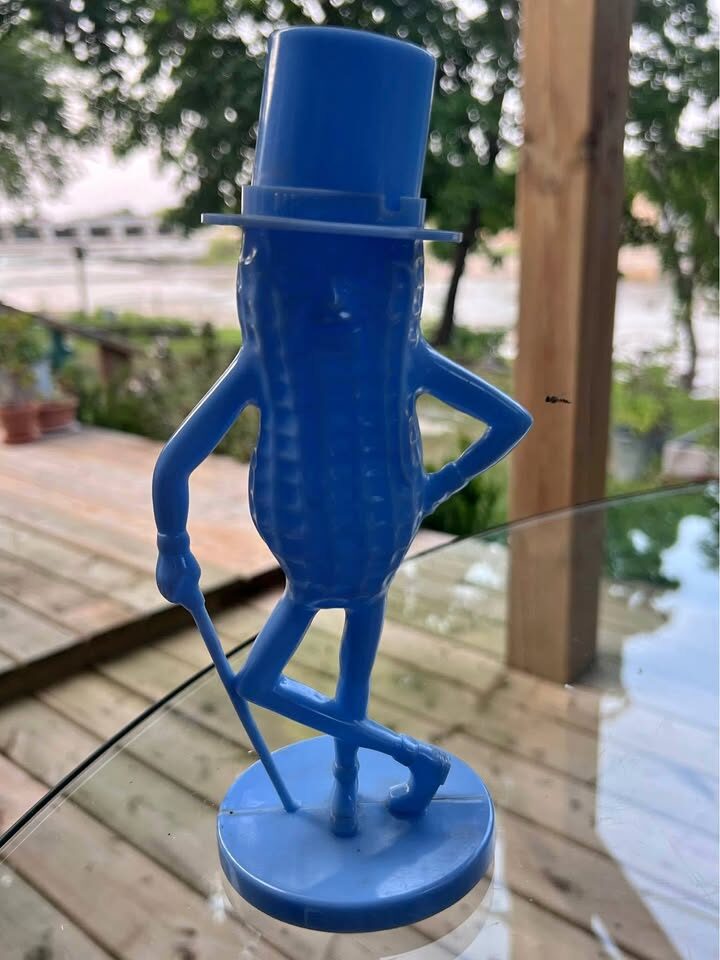Vintage 1950s Blue Mr. Peanut Plastic Figurine - Planters Promotional Collectible