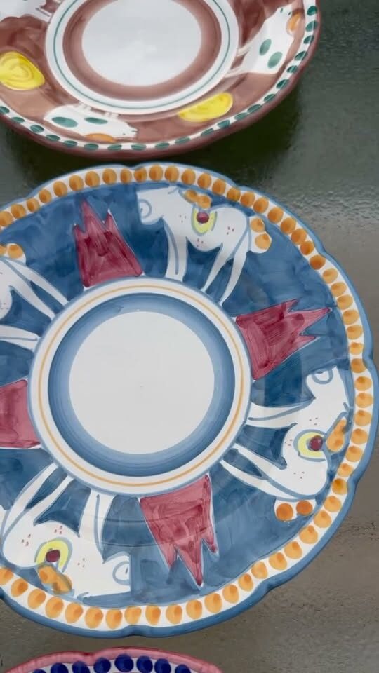 Vintage Nuova Vietri Italian Hand-Painted Bowls - Animal Patterns