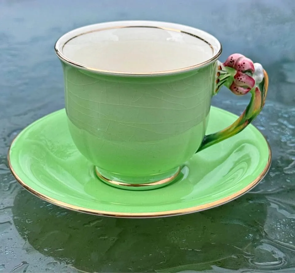 RARE Vintage 1951+ Royal Winton Grimwades "Tiger Lily" Demitasse Cup and Saucer Set - photo 1