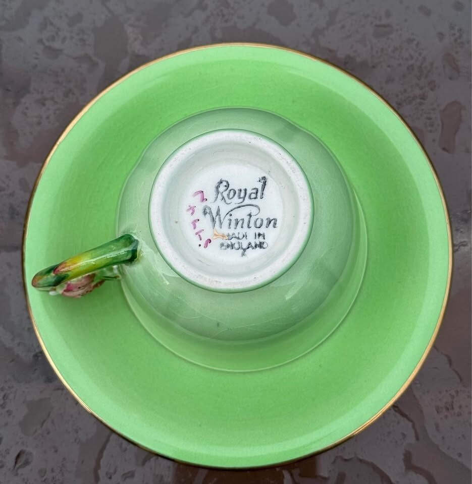 RARE Vintage 1951+ Royal Winton Grimwades "Tiger Lily" Demitasse Cup and Saucer Set - photo 5
