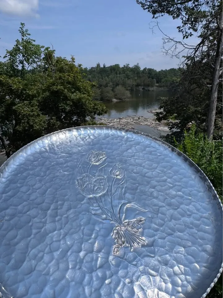 Vintage Rodney Kent Hand Wrought Hammered Aluminum Tulip Serving Tray (Pattern #421) - photo 7