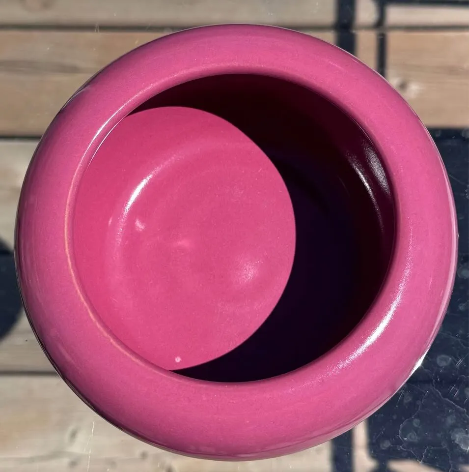 Rare ART DECO Bourne Denby Glossy Pink Stoneware Jardinière - photo 6