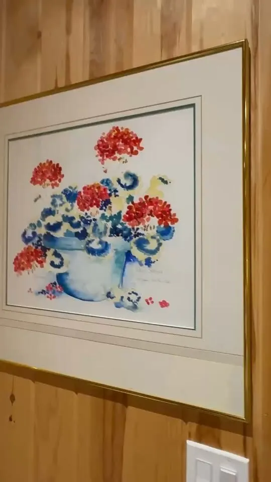 RARE ORIGINAL Angie Strauss Watercolor - "Geranium" (Framed Portfolio Piece) - photo 1