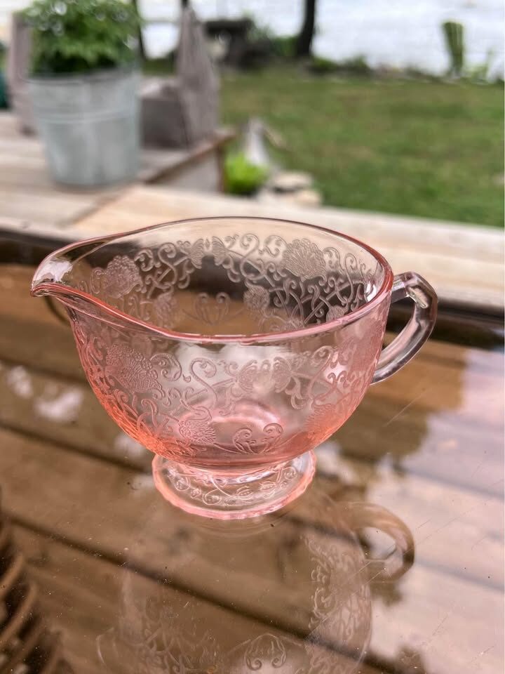 Vintage Pink Depression Glass Mismatched Creamer & Sugar Set - photo 3