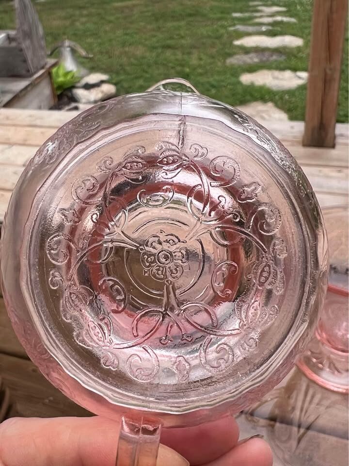 Vintage Pink Depression Glass Mismatched Creamer & Sugar Set - photo 4