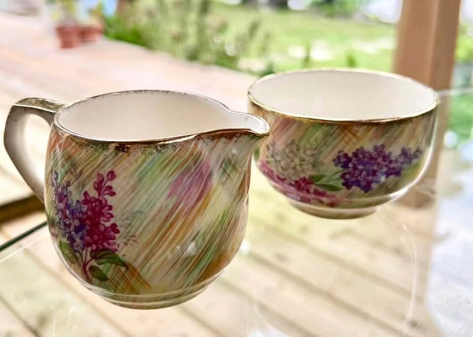 Vintage 1940s Royal Tudor Ware Creamer & Sugar Set - Barker Bros England