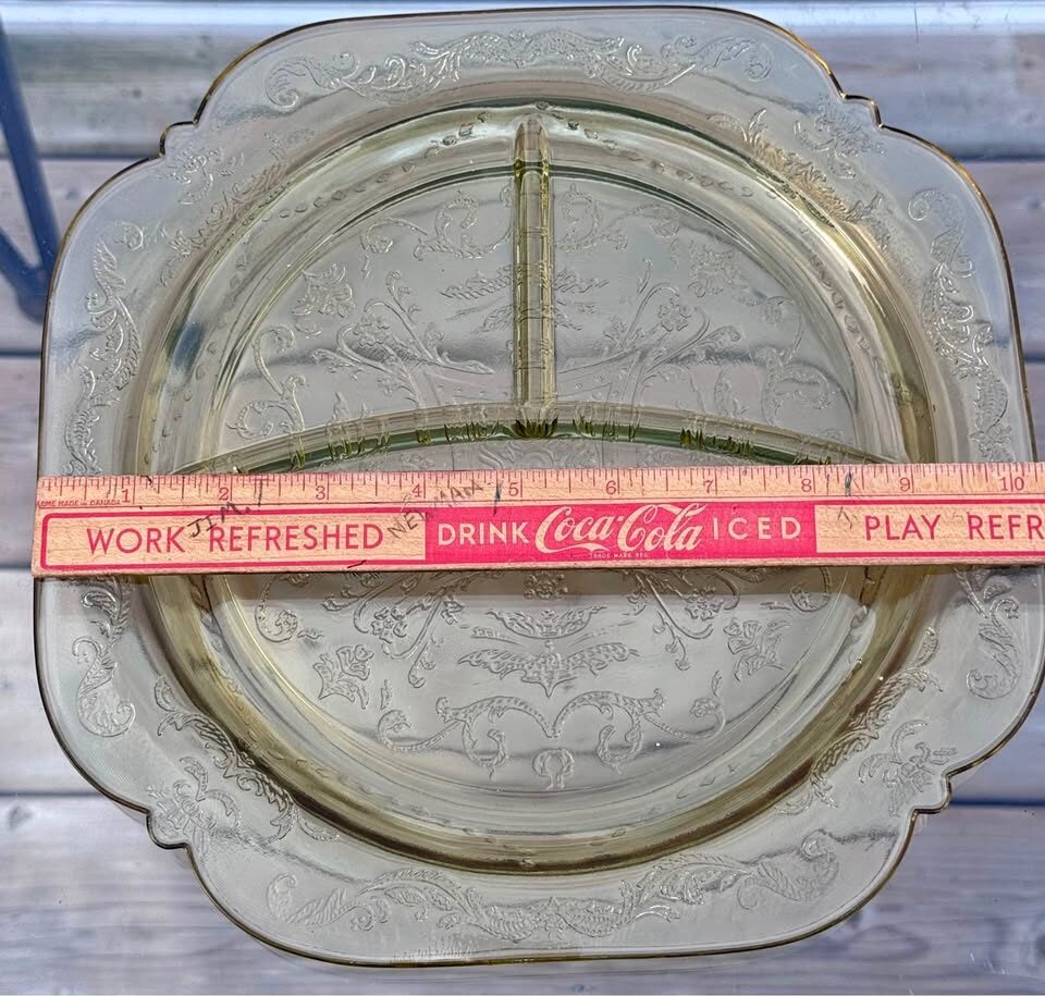 Vintage Amber Madrid Depression Glass Grill Plate 1930s