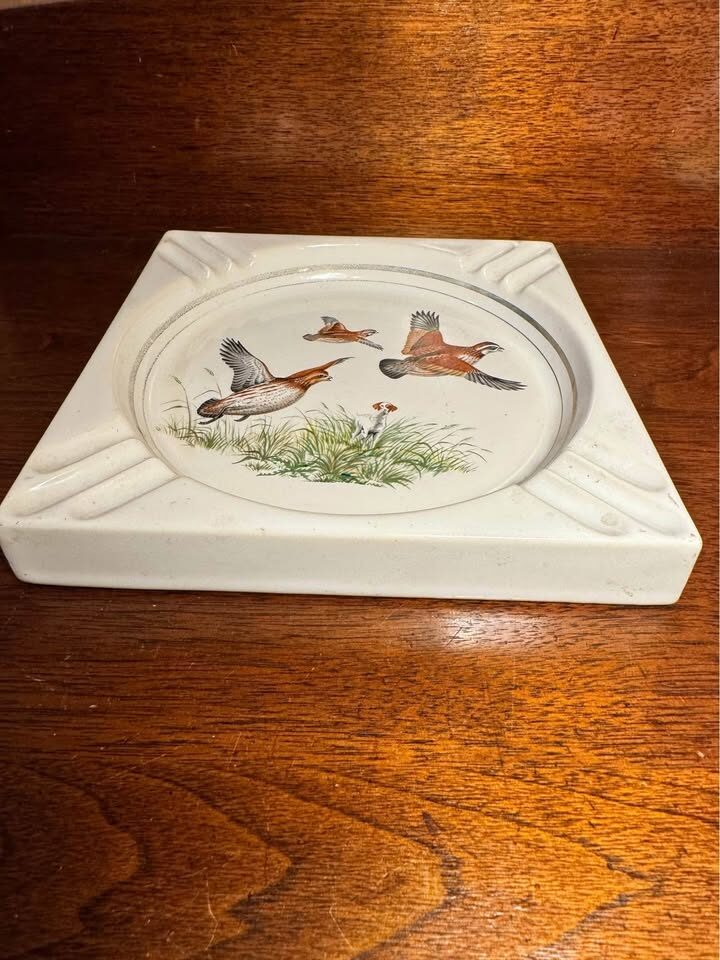 Vintage Hyalyn Porcelain Wildlife Decor Ashtray - 7" Square Mid-Century Modern - photo 2
