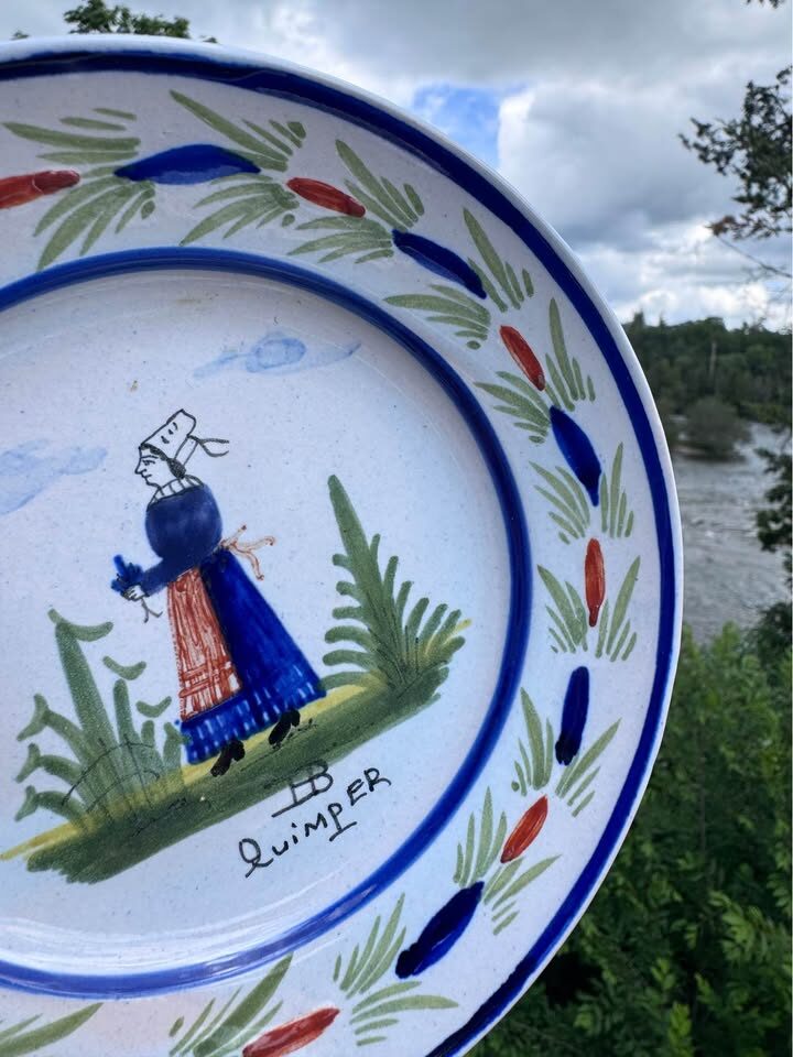 Antique French HB Quimper 5" Plate Hand-Painted Folk Art c. 1910 - photo 3