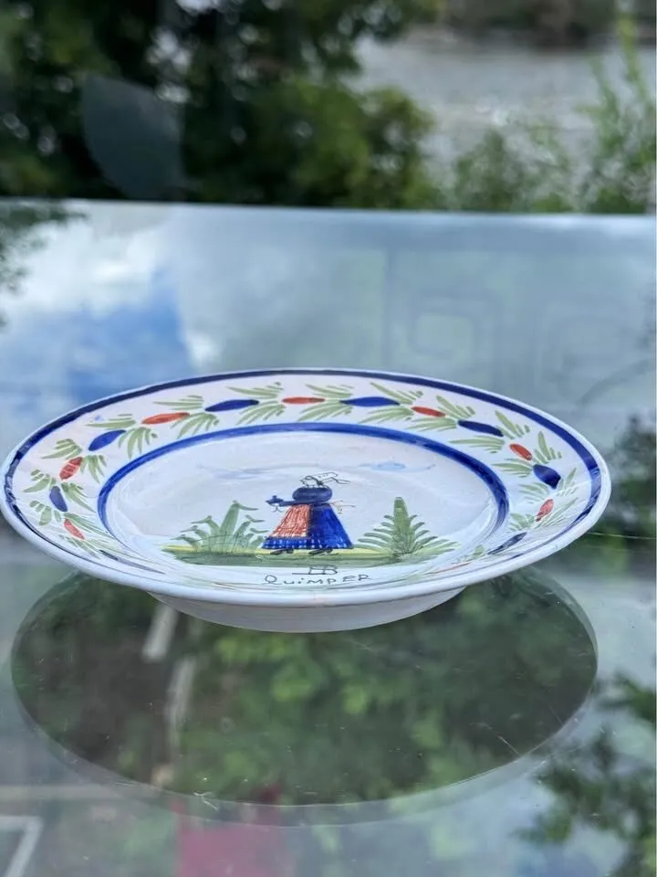 Antique French HB Quimper 5" Plate Hand-Painted Folk Art c. 1910 - photo 9
