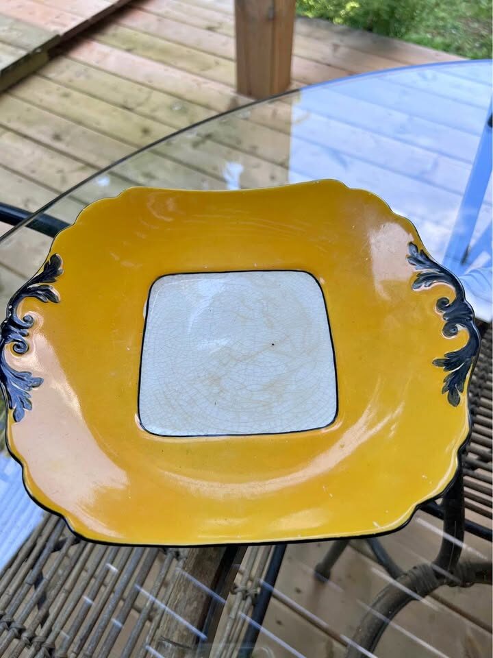 Antique Britannia Pottery Yellow Plate - c. 1880-1910