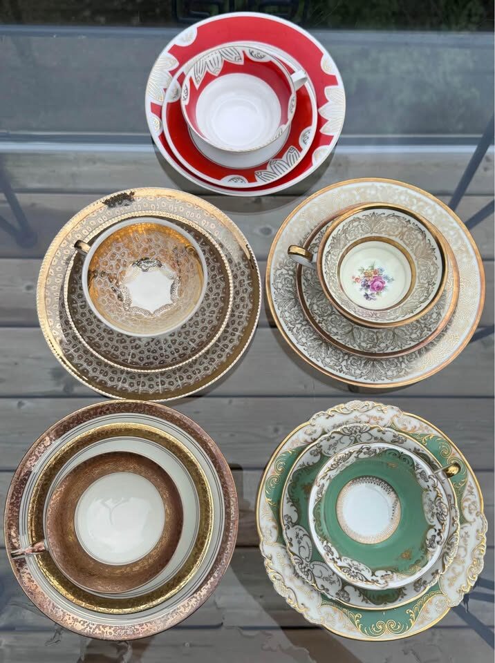 Vintage German Porcelain Tea Trios / Sammeltassen -Flawless Condition - photo 3