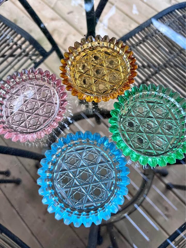 Vintage 1960s Bohemia Glass Coasters Set - Colorful Mid-Century Modern