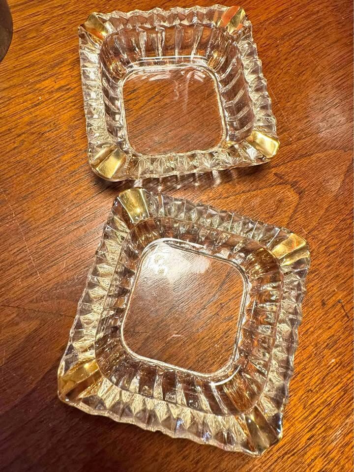 Mid-Century Jeannette Glass Hollywood Regency Glassware with Gold Accent