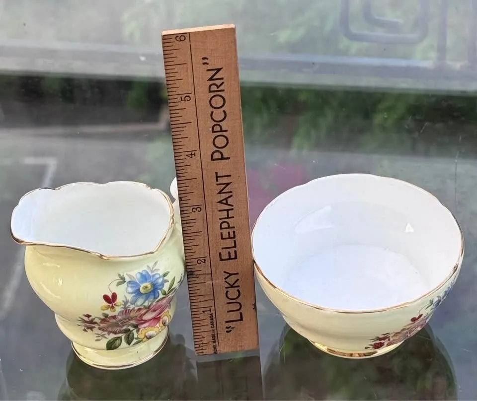 Vintage Paragon Fine Bone China Sugar & Creamer Set - Floral & Gold Trim - photo 3