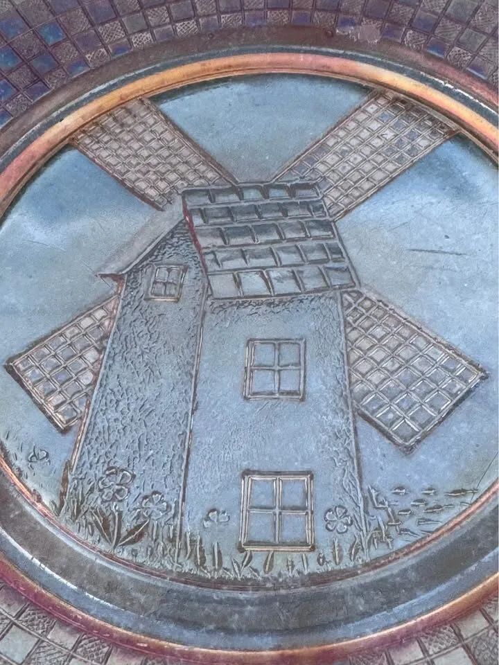 Vintage Hazel Atlas Windmill & Checkerboard Marigold Carnival Glass Plate (8") - photo 5