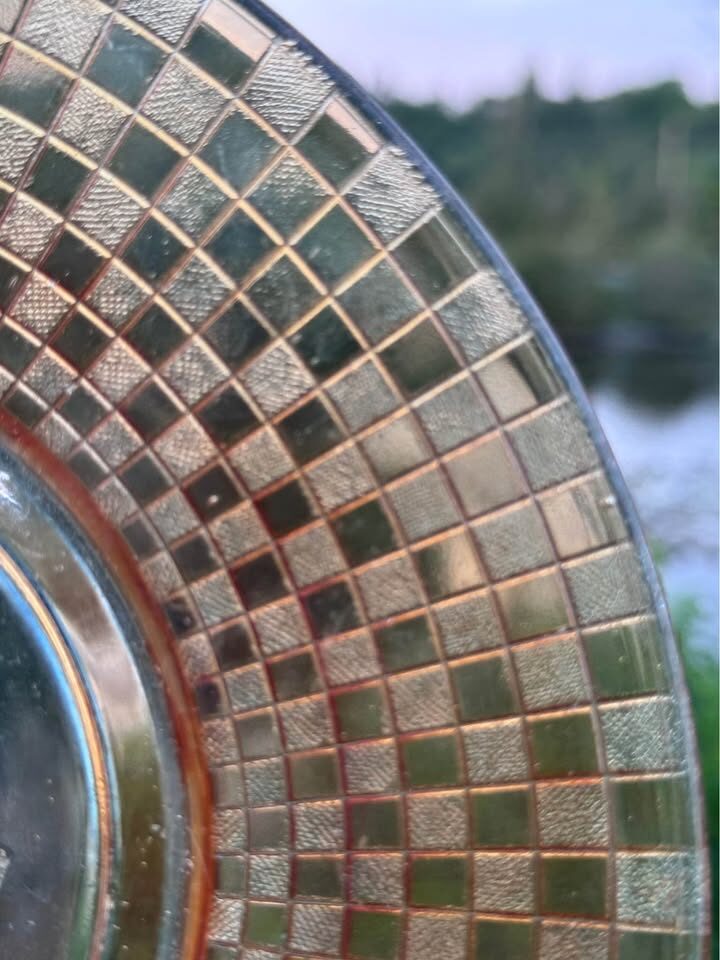Vintage Hazel Atlas Windmill & Checkerboard Marigold Carnival Glass Plate (8") - photo 7