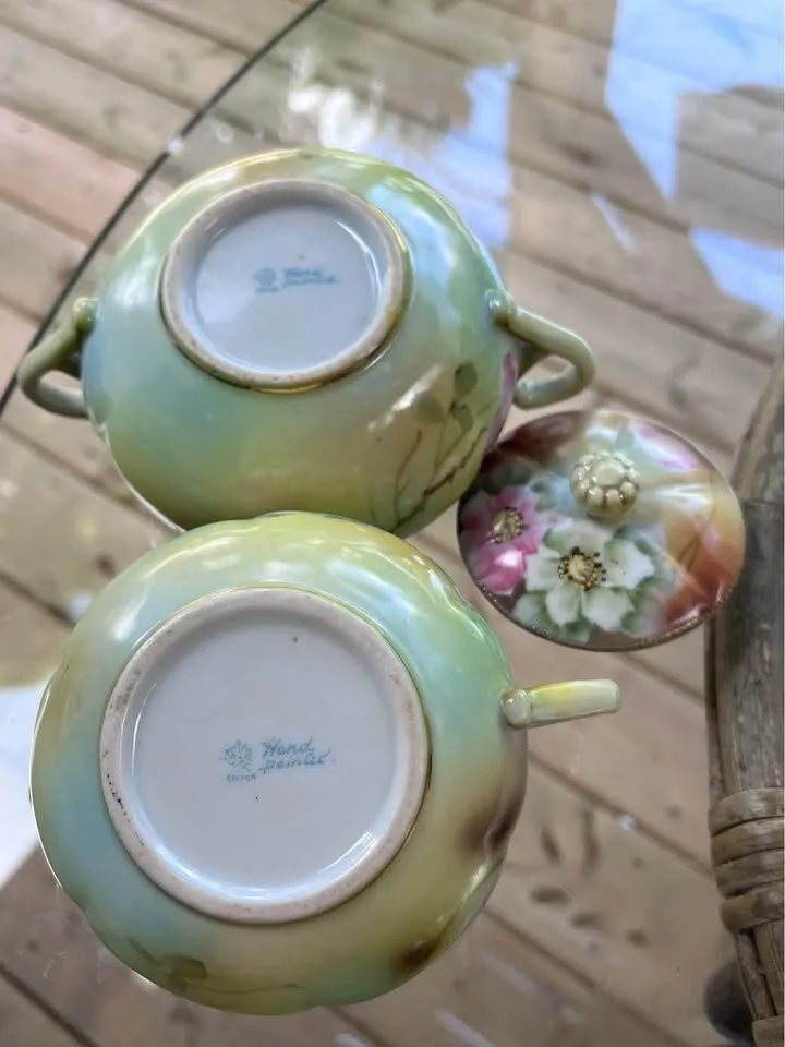 Antique Nippon Porcelain Sugar & Creamer Set - 115+ Yrs Old (Maple Leaf Mark) - photo 6