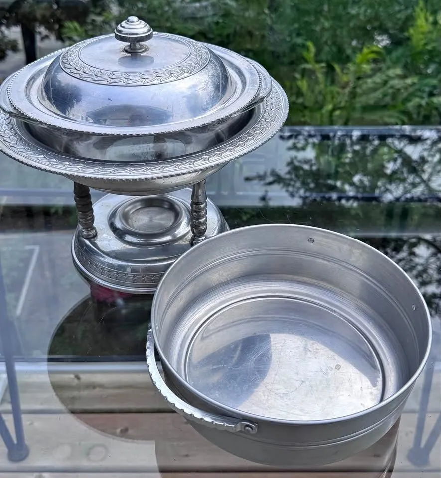 Deluxe Vintage Mid-Century Forged Aluminum Hostess Serving Set - 4 Pieces - photo 2