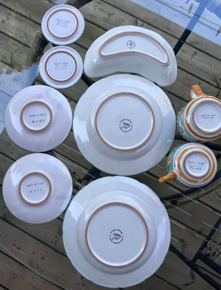 Vintage Nuova Vietri Italy 9-Pc Breakfast Set for Two - Campagna Chicken - photo 9