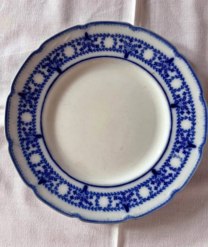 Antique W.H. Grindley Blythswood Flow Blue Plate, Circa 1891-1914