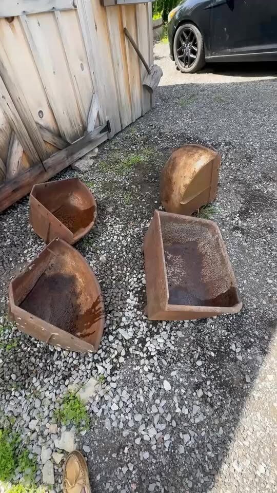 Antique Beatty Bros. LTD Cast Iron Corner Horse Troughs / Garden Planters