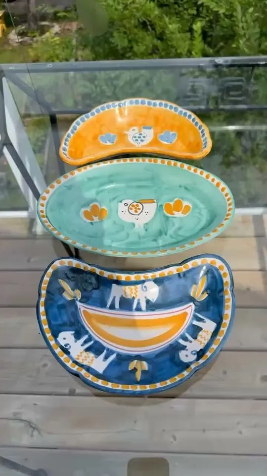 Vintage Italian Majolica Serving Set - Animal Motif Pottery (3 Pcs) - photo 1