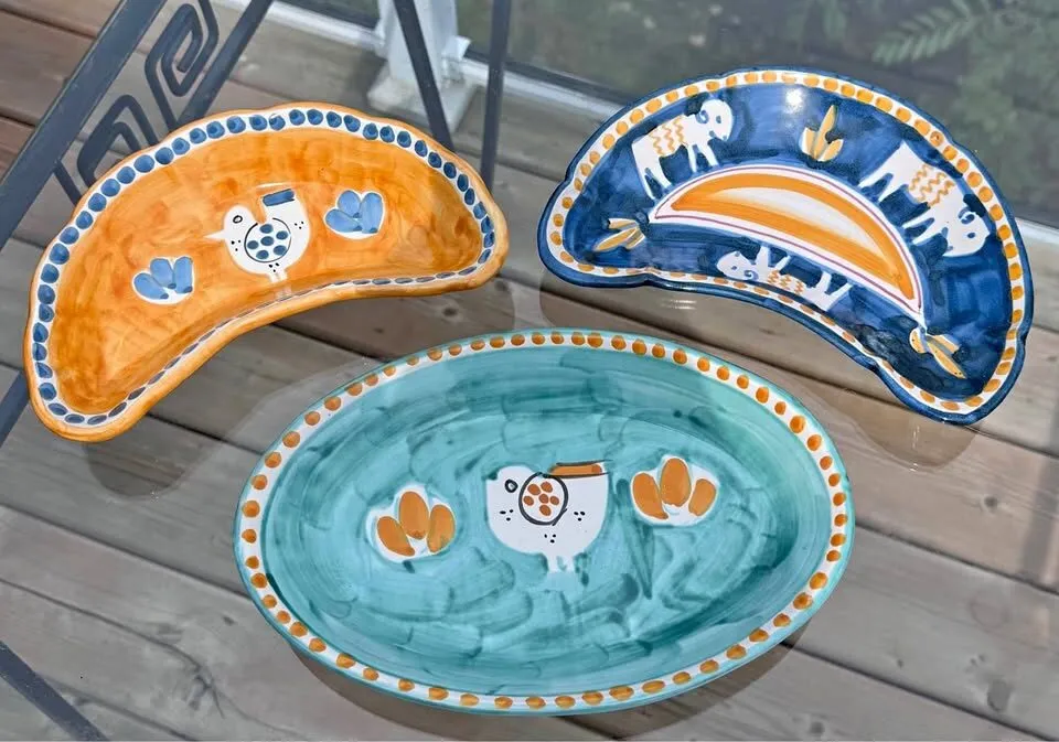 Vintage Italian Majolica Serving Set - Animal Motif Pottery (3 Pcs) - photo 2