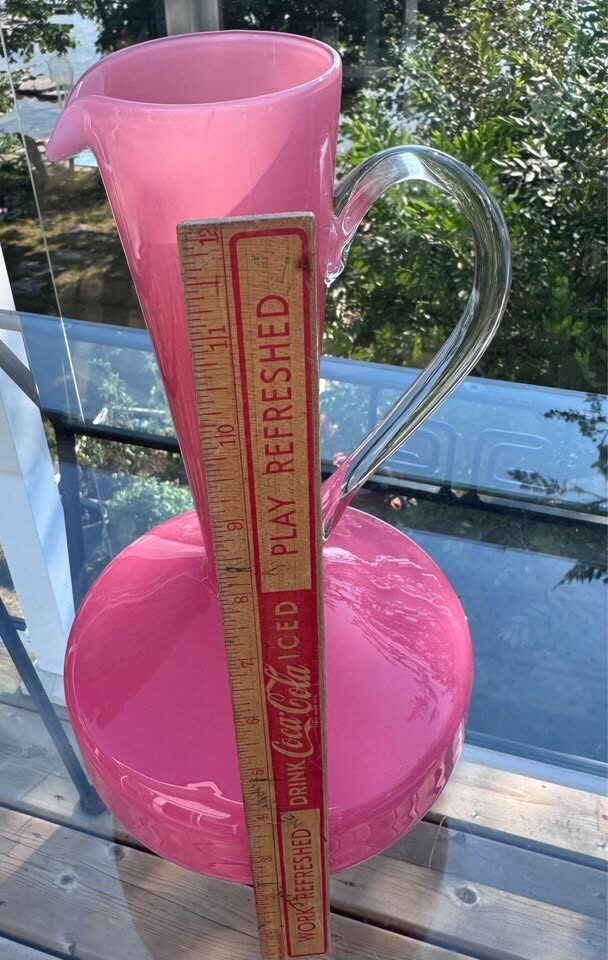 Vintage Mid-Century Pink Italian Glass Ewer Pitcher - 1960s - photo 8