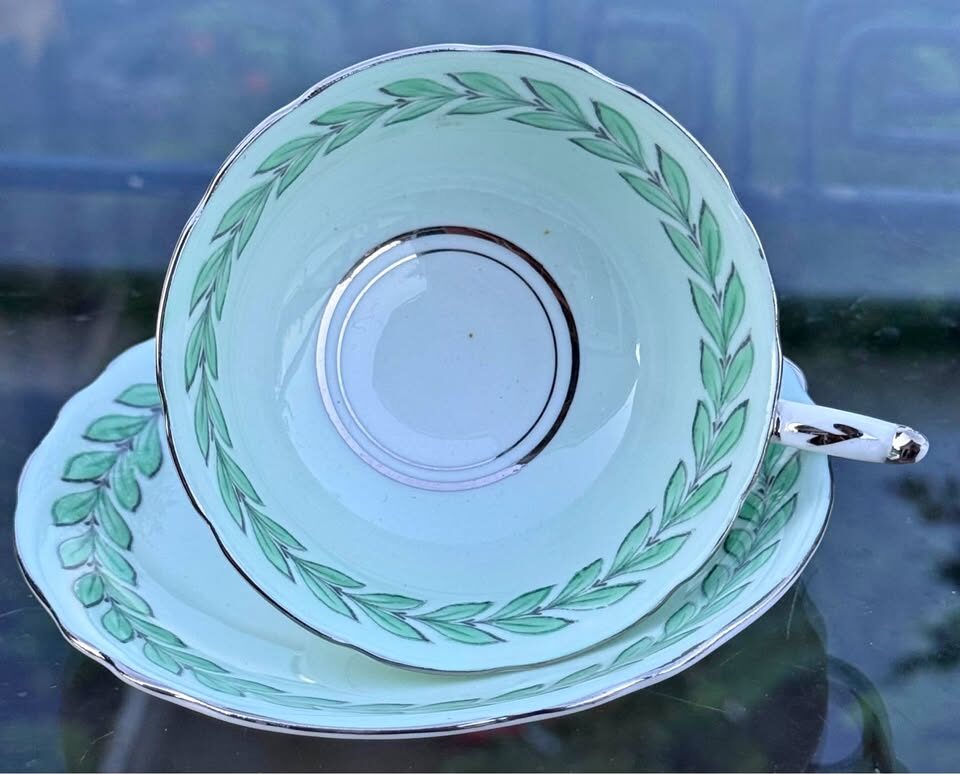 Vintage Paragon Double Royal Warrant Teacup & Saucer Set - Mint Green Pattern 97701 (1939-1949)