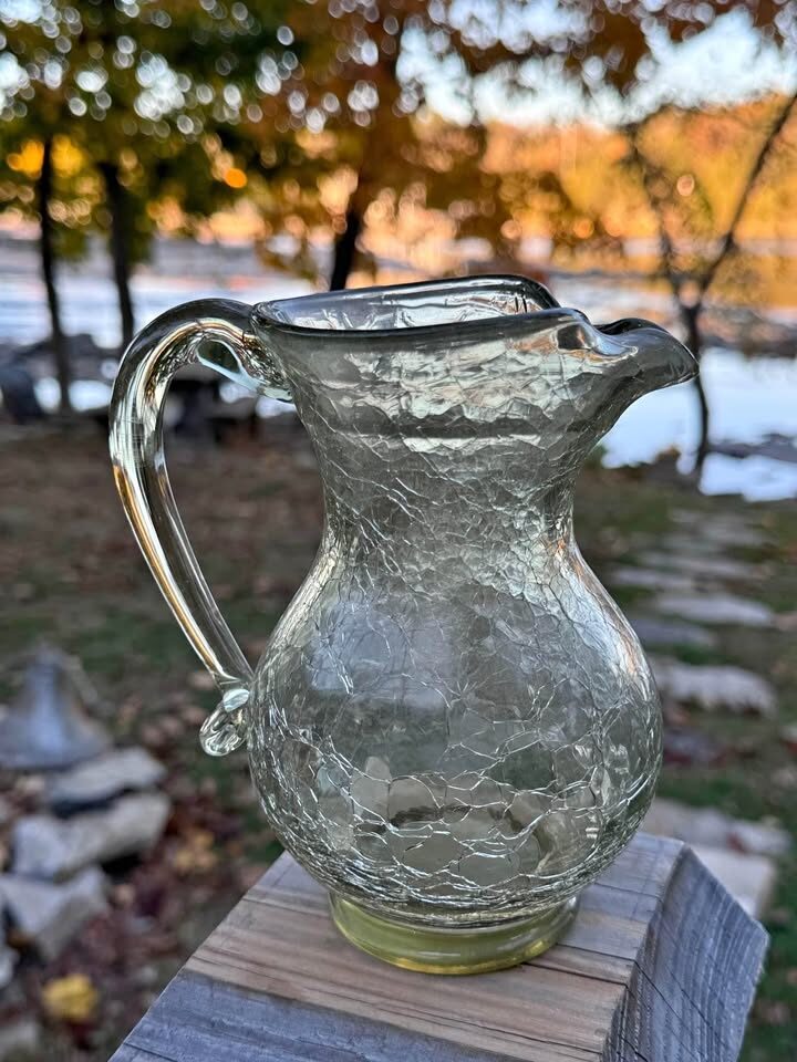 Vintage Miniature Crackle Glass Pitcher