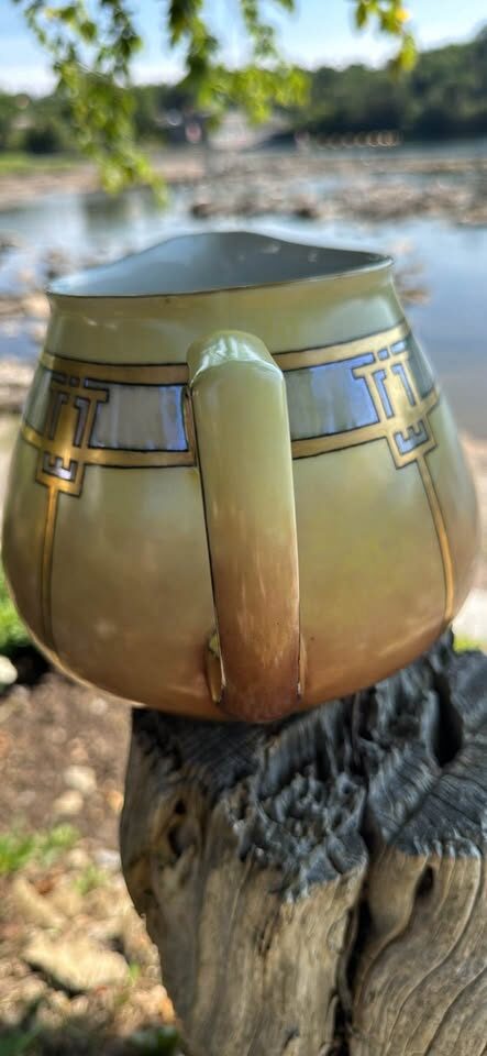 Circa 1915 Wm. Guerin & Co. Limoges Jug - Hand-Painted Art Deco Faux Marbre - photo 5