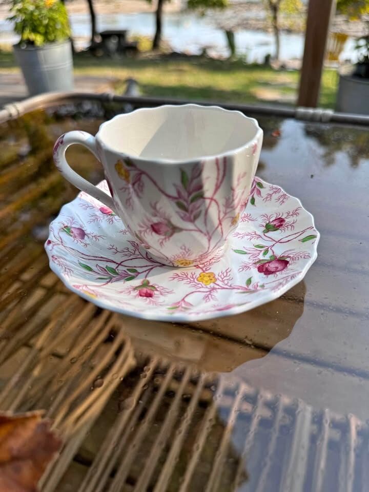 Vintage Copeland Spode "Rosebud Chintz" Demitasse Cup & Saucer Set