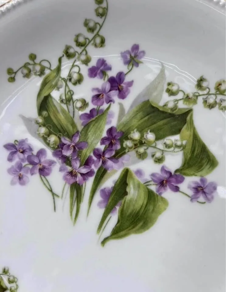 Antique P.K. Silesia Hand-Painted Porcelain Plate with Handles (WWI Era). - photo 3