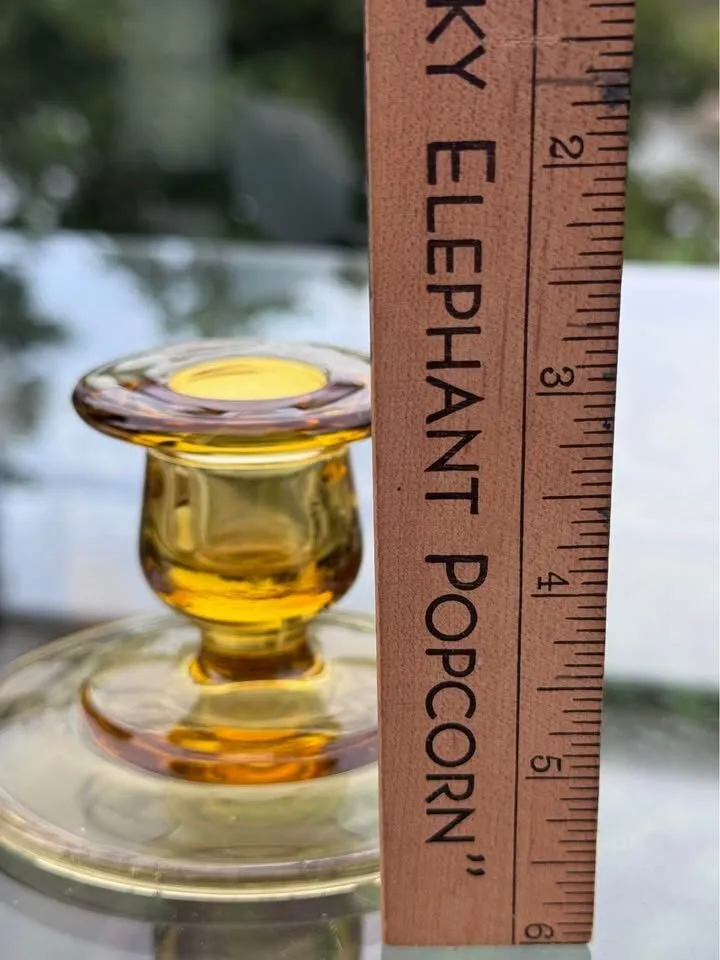 Vintage Amber Glass Candlestick Holder - photo 2