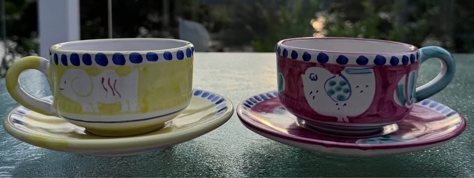 Vintage Italian Pottery Jumbo Cappuccino Cups & Saucers (Set of 2) - photo 4