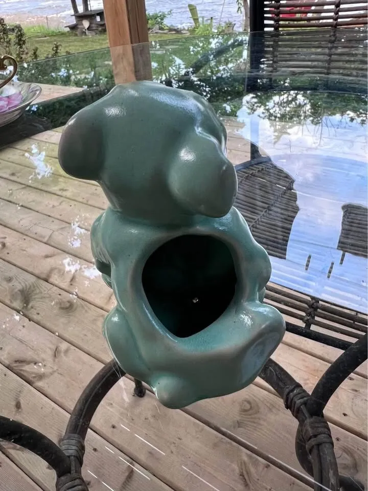 Vintage Morton Pottery Turquoise Bulldog Planter - 1940s Art Deco Ceramic - photo 2