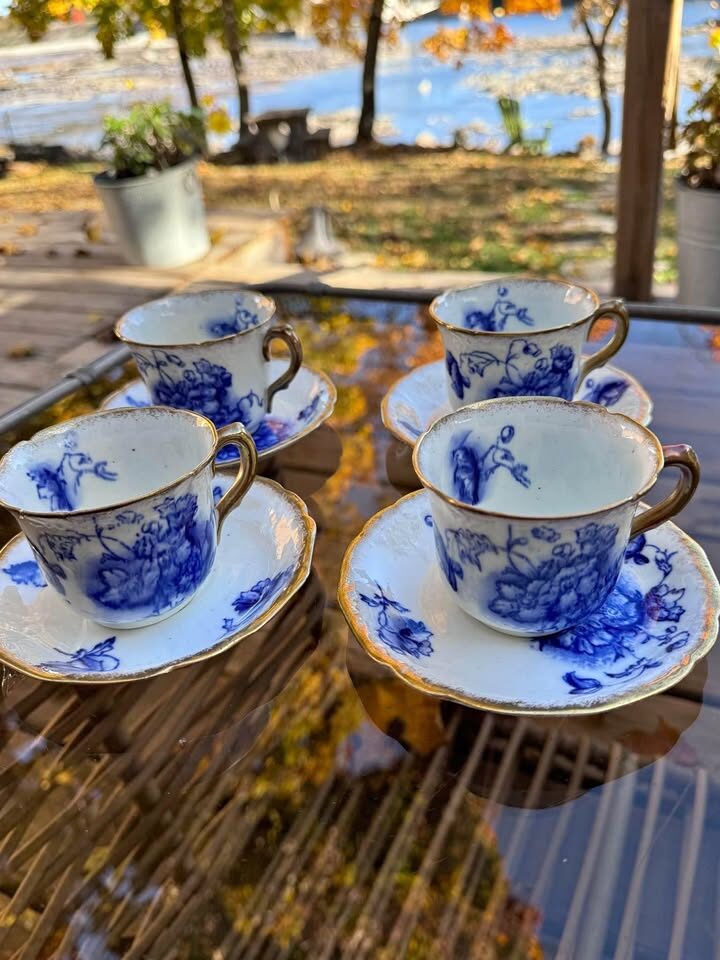 Flow Blue Foley Teacup and saucer