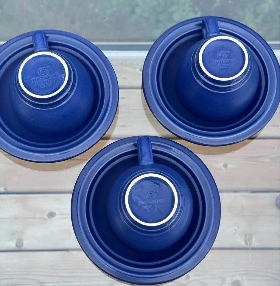 Vintage Pfaltzgraff "Terrace Blueberry" Cup & Saucer Sets - Made in USA (Set of 3) - photo 4