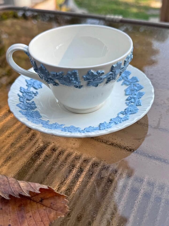 Wedgwood Embossed Queensware Cup and Saucer