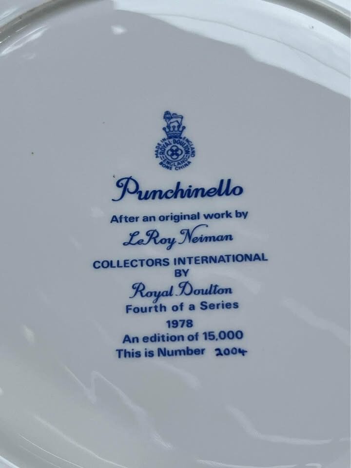 Doulton Punchinello Collector Plate 1978 - photo 2