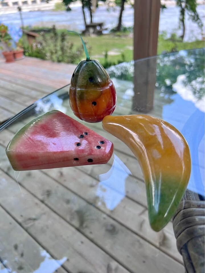 Vintage Marble/Alabaster Stone Fruit Watermelon Banana & Pineapple