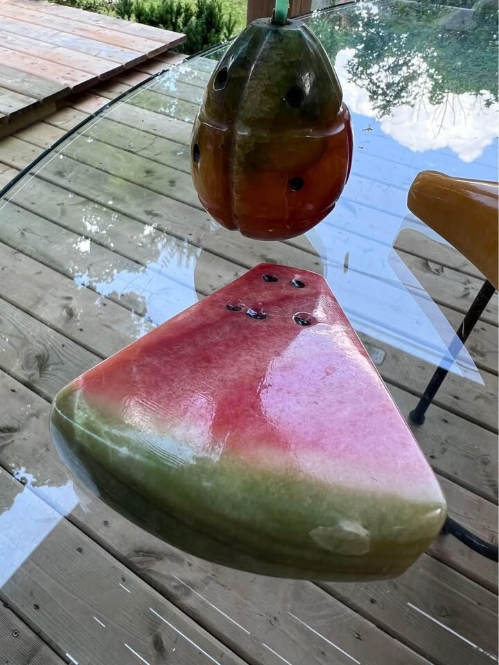 Vintage Marble/Alabaster Stone Fruit Watermelon Banana & Pineapple - photo 3