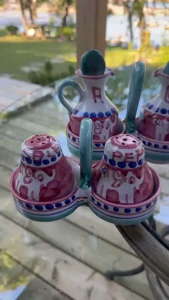 Authentic Ceramiche Casola Italian Condiment Set | Rare Elephant Majolica - photo 1